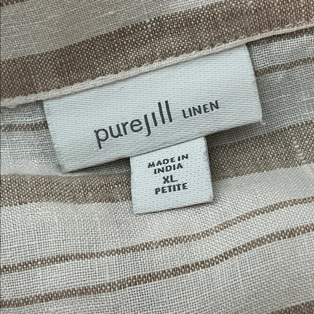 PureJill Lagenlook Linen Top XL Petite Boho Striped Boxy Quiet Luxury Coastal